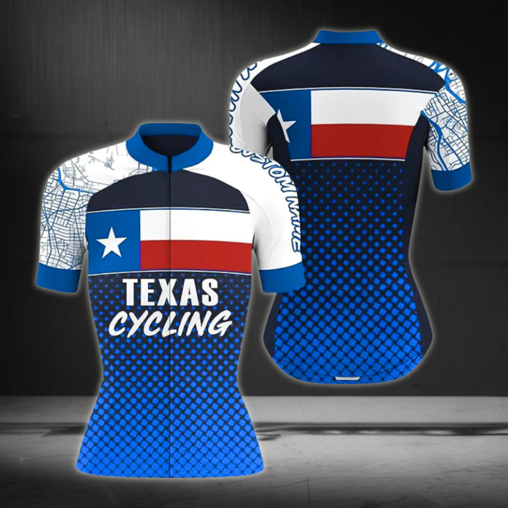 Custom Texas Flag Cycling Short Sleeve Jersey Womens, Custom Cycling Jersey For Women CZ0018