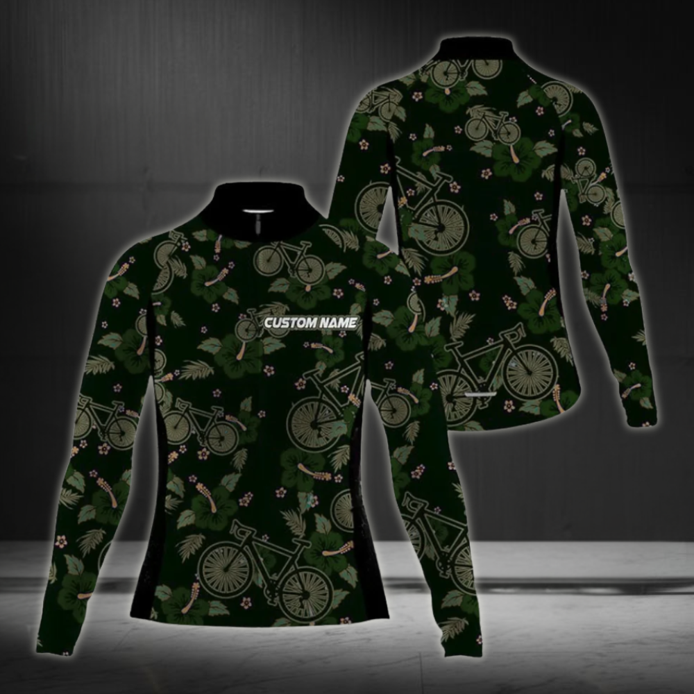 Custom Women's Floral Cycling Long Sleeve Jersey, Custom Cycling Jersey For Women CZ0008