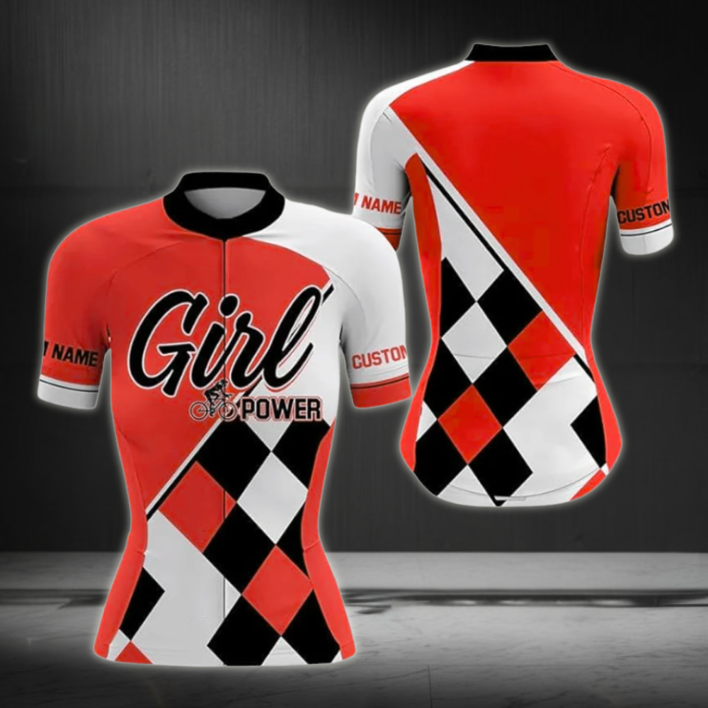 Custom Girl Power Cycling Short Sleeve Jersey For Women, Custom Cycling Jersey CZ0007
