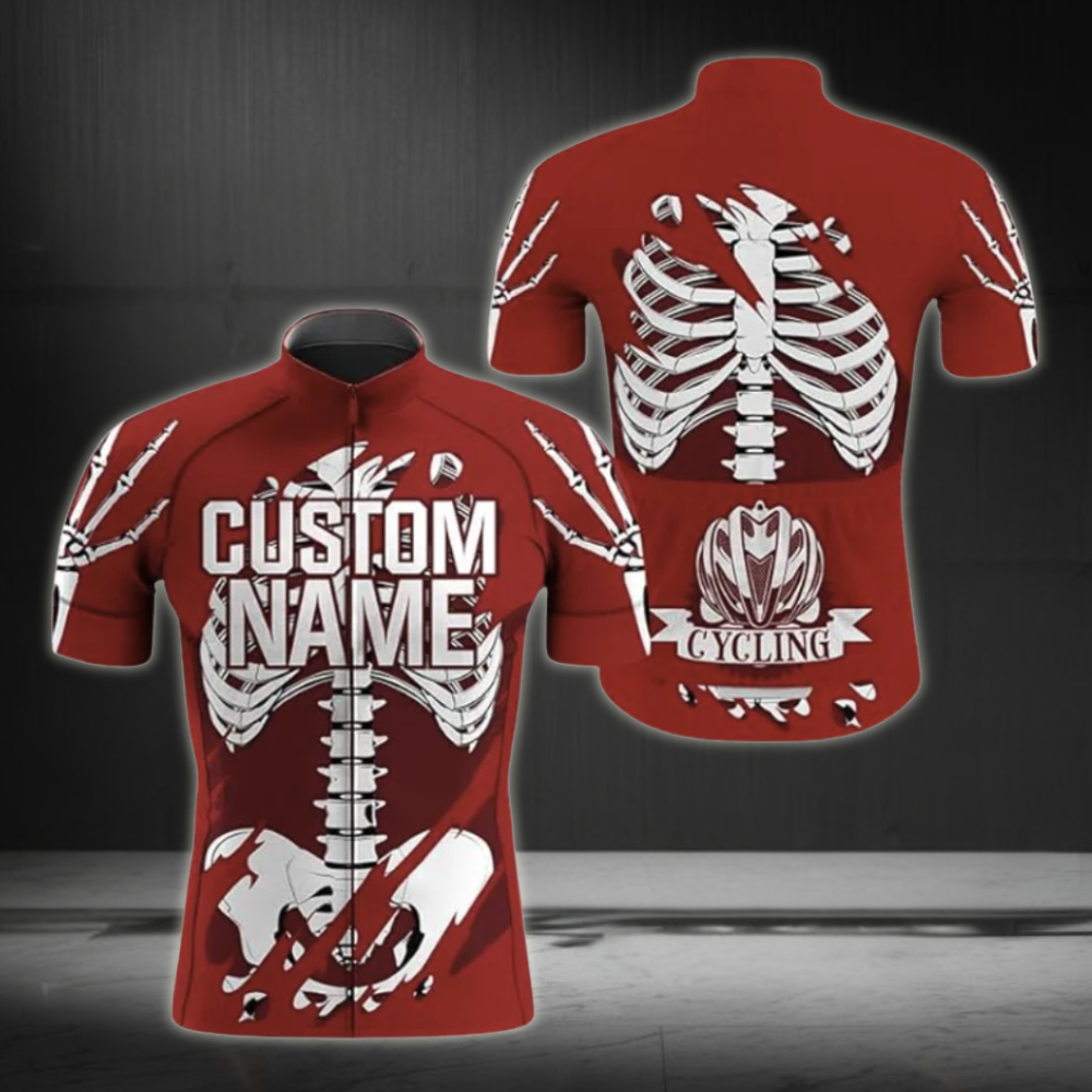 Custom Mens Skeleton Cycling Short Sleeve Jersey, Custom Cycling Jersey CZ0005