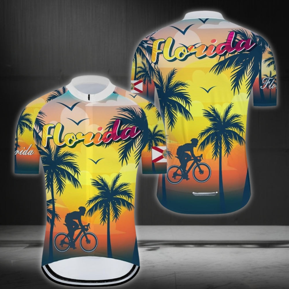Florida Tropical Short Sleeve Cycling Jersey For Mens, Florida Pride Cycling Jerseys CZ0021